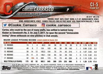 2018 Topps Cleveland Indians #CI-5 Carlos Carrasco Back