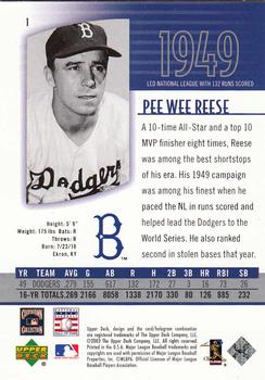 2003 UD Authentics #1 Pee Wee Reese Back