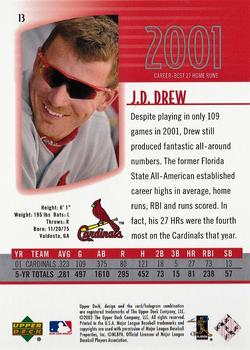 2003 UD Authentics #13 J.D. Drew Back
