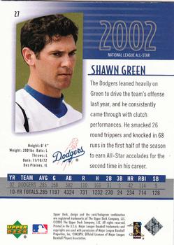 2003 UD Authentics #27 Shawn Green Back