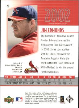2003 UD Authentics #29 Jim Edmonds Back