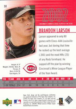 2003 UD Authentics #30 Brandon Larson Back