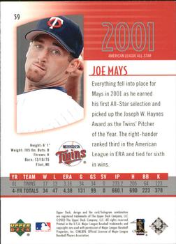 2003 UD Authentics #59 Joe Mays Back