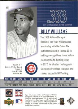2003 UD Authentics #61 Billy Williams Back