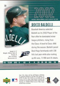2003 UD Authentics #70 Rocco Baldelli Back