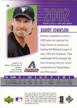2003 UD Authentics #96 Randy Johnson Back