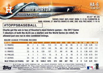 2018 Topps Houston Astros #HA-6 Charlie Morton Back