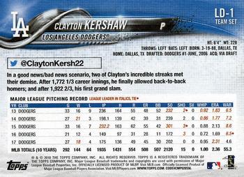 2018 Topps Los Angeles Dodgers #LD-1 Clayton Kershaw Back