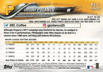 2018 Topps Pittsburgh Pirates #PI-7 Gregory Polanco Back