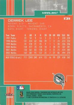 2003 Ultra #131 Derrek Lee Back