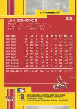 2003 Ultra #22 Jim Edmonds Back