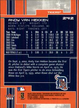 2003 Ultra #242 Andy Van Hekken Back