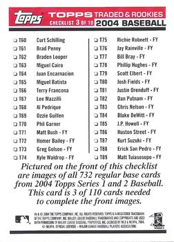 2004 Topps Traded & Rookies - Checklists Puzzle Red Backs #3 Checklist 3 of 10 Back