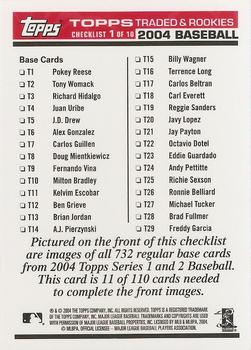 2004 Topps Traded & Rookies - Checklists Puzzle Red Backs #11 Checklist 1 of 10 Back