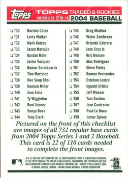 2004 Topps Traded & Rookies - Checklists Puzzle Red Backs #22 Checklist 2 of 10 Back