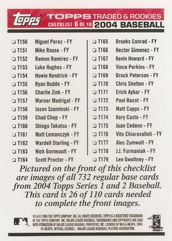 2004 Topps Traded & Rookies - Checklists Puzzle Red Backs #26 Checklist 6 of 10 Back