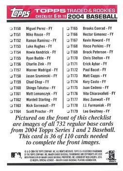 2004 Topps Traded & Rookies - Checklists Puzzle Red Backs #36 Checklist 6 of 10 Back