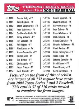 2004 Topps Traded & Rookies - Checklists Puzzle Red Backs #37 Checklist 7 of 10 Back
