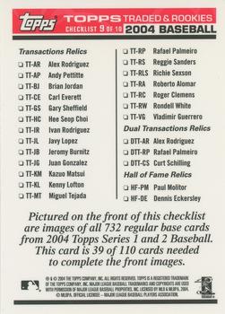 2004 Topps Traded & Rookies - Checklists Puzzle Red Backs #39 Checklist 9 of 10 Back