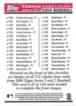 2004 Topps Traded & Rookies - Checklists Puzzle Red Backs #45 Checklist 5 of 10 Back