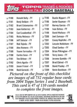2004 Topps Traded & Rookies - Checklists Puzzle Red Backs #47 Checklist 7 of 10 Back