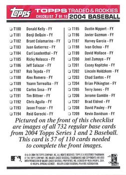 2004 Topps Traded & Rookies - Checklists Puzzle Red Backs #57 Checklist 7 of 10 Back