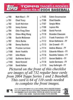 2004 Topps Traded & Rookies - Checklists Puzzle Red Backs #64 Checklist 4 of 10 Back