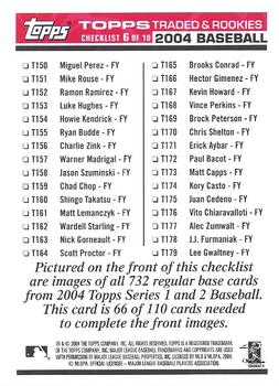 2004 Topps Traded & Rookies - Checklists Puzzle Red Backs #66 Checklist 6 of 10 Back