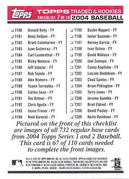 2004 Topps Traded & Rookies - Checklists Puzzle Red Backs #67 Checklist 7 of 10 Back