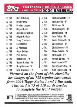 2004 Topps Traded & Rookies - Checklists Puzzle Red Backs #73 Checklist 3 of 10 Back