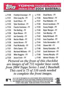 2004 Topps Traded & Rookies - Checklists Puzzle Red Backs #75 Checklist 5 of 10 Back