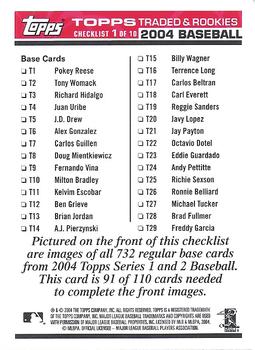 2004 Topps Traded & Rookies - Checklists Puzzle Red Backs #91 Checklist 1 of 10 Back