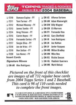 2004 Topps Traded & Rookies - Checklists Puzzle Red Backs #98 Checklist 8 of 10 Back