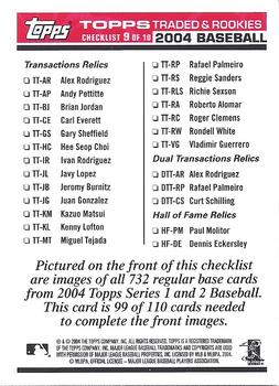 2004 Topps Traded & Rookies - Checklists Puzzle Red Backs #99 Checklist 9 of 10 Back
