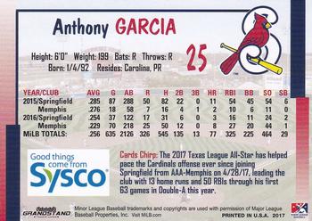 2017 Grandstand Springfield Cardinals SGA #NNO Anthony Garcia Back