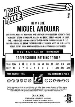 2018 Donruss #31 Miguel Andujar Back