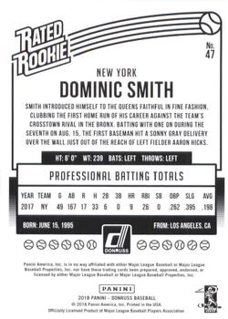2018 Donruss #47 Dominic Smith Back