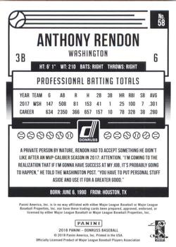 2018 Donruss #58 Anthony Rendon Back