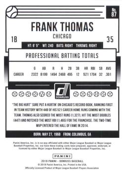 2018 Donruss #87 Frank Thomas Back