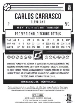2018 Donruss #97 Carlos Carrasco Back