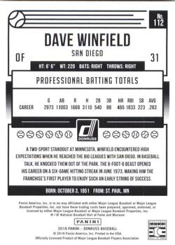 2018 Donruss #112 Dave Winfield Back