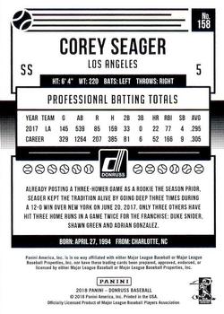 2018 Donruss #158 Corey Seager Back