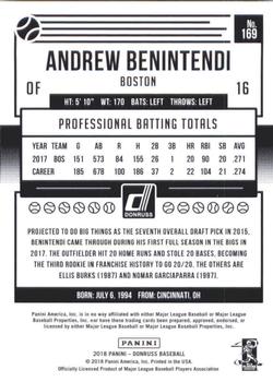 2018 Donruss #169 Andrew Benintendi Back