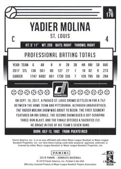2018 Donruss #176 Yadier Molina Back