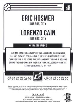 2018 Donruss #205 KC Masterpiece (Eric Hosmer / Lorenzo Cain) Back