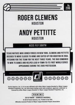 2018 Donruss #206 Aces Fly South (Roger Clemens / Andy Pettitte) Back