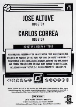 2018 Donruss #211 Houston's Heavy Hitters (Jose Altuve / Carlos Correa) Back