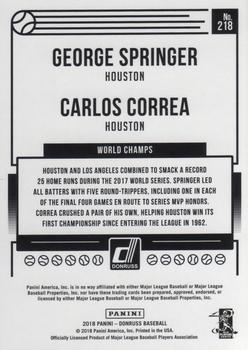 2018 Donruss #218 World Champs (George Springer / Carlos Correa) Back