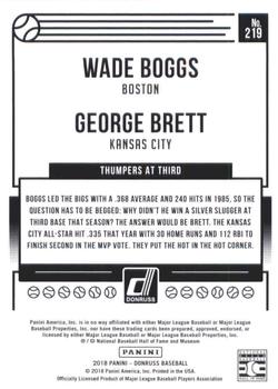 2018 Donruss #219 Thumpers at Third (Wade Boggs / George Brett) Back