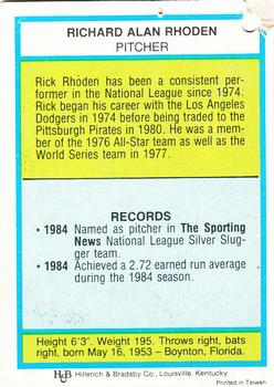 1982-93 Louisville Slugger #NNO Rick Rhoden Back